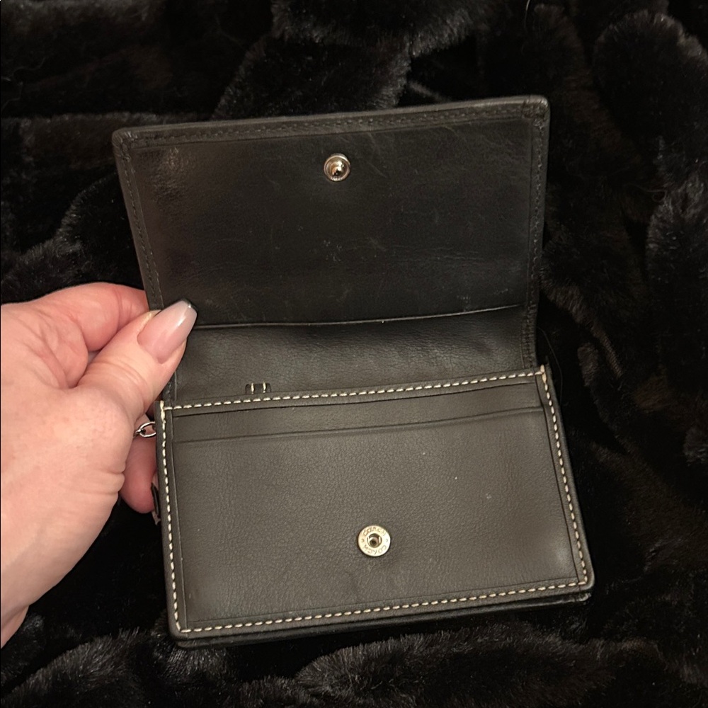 Coach Black Leather Wallet with Keychain - Picture 2 of 5